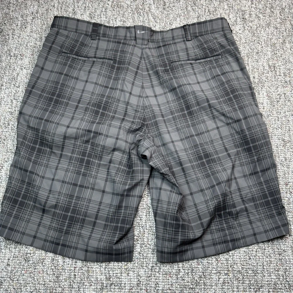 Nike Golf Shorts Mens 38 Plaid Tour Performance Tech Stretch Dri Fit Gray Black